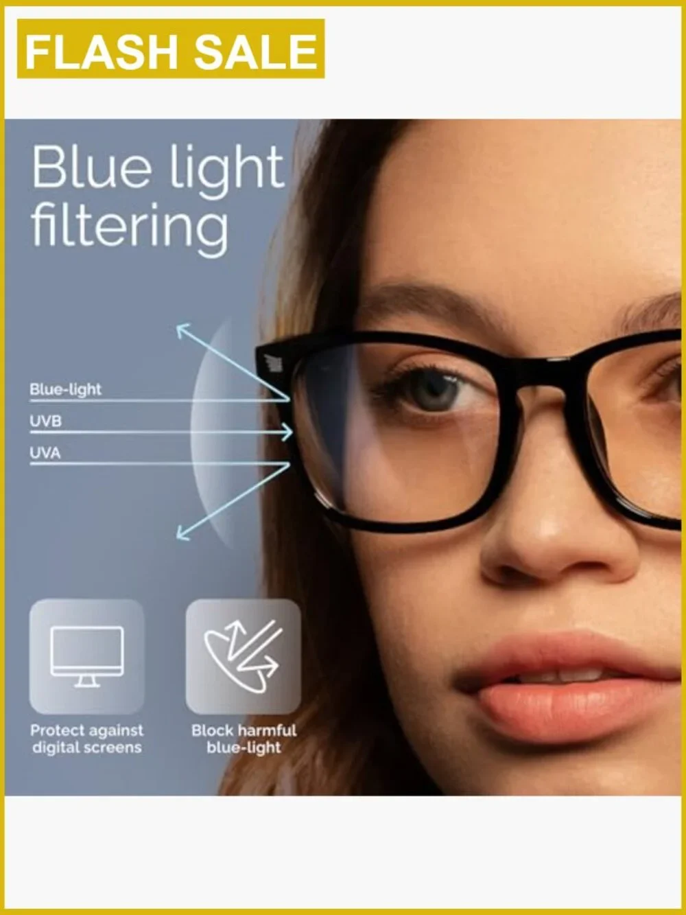 Blue Light Blocking Glasses, UV Protection, Lightweight TR90 Frame, Full Rim,